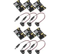 3.3V 5V MB102 Seamless Power Module for Bread Board with Clip Power Cable for Battery 9V 2.1x 5.5mm Male DC Jack for Arduino (6 Pack)