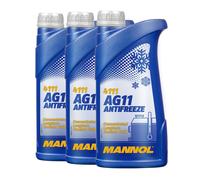 3 (3x1) Litres MANNOL Antigel AG11 Concentré De Protection Contre Le Gel Bleu