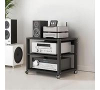 3/4/5 Tier Adjustable Black Media Stand - Perfect for Gaming, AV Components, & Home Entertainment | Durable Steel Frame, Easy Assembly, 55 lbs Load Capacity(50x40x48.5cm)