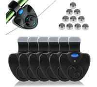 3/4/6pcs Electronic Fishing Rod Bite Alarms With Led Light Indicator Sensitive Electronic Sounder Alarm For Night Fishing Night Marine Fishing-Black