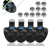 3/4/6pcs Electronic Fishing Rod Bite Alarms With Led Light Indicator Sensitive Electronic Sounder Alarm For Night Fishing Night Marine Fishing - Black