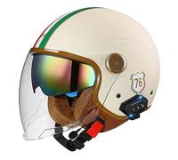 3/4 Casque Moto Jet Bluetooth Casque Scooter Ouvert Casques Motocross avec Double Visière ECE Homologué Casques Moto avec Microphone Intégré pour Hommes Adultes Femmes N,M