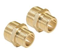 3/4" Mâle à 1/2" Mâle Filetage Connecteur de Mamelon Hexagonal en Laiton Double Mâle pour la Conversion de Raccordement de Tuyau (2 Pièces)