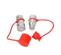 3/4 NPT Flat Face Hydraulic Couplings | 5076 PSI High Pressure Quick Connect Fittings | Carbon Steel Couplers for Skid Steer Loaders with Protective Caps