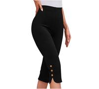 3/4 Pantalon Femme Yoga 3/4 Capri Legging Coton Activewear Bootleg Évasé Short de Sport Taille Haute Évasé Pantalon Été Fitness Jazzpants Court