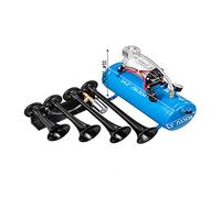 3/4 trompettes 12V Air klaxon Train klaxons Kit 135/150 DB fort Max 150 PSI pression de travail for camion voitures SUV bateau tracteur(150DB 6L 4 Trumpets)