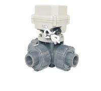 3/4" UPVC 3 Way True Union Electric Motorized Ball Valve IP67 CE with DC24V 2/3/5/7 wires for water tank supply(NPT_DC24V_CR303)