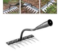 3/5/6/7/8 Râteau de Désherbage Dents en Acier Épaissi avec Gants Antidérapants, Rateau de Désherbage Multifonction, Binette Jardinage pour Désherber, Ameublir, Etang (7)