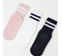 3/5/6 paires de chaussettes antidérapantes Pilates aléatoires, chaussettes antidérapantes Pilates pour femmes, chaussettes adhérentes Pilates avec grip, chaussettes de yoga avec grip, noir, blanc, ros