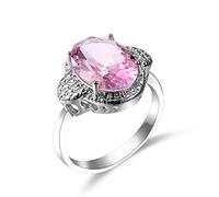 3,5 CTC Bague mince de bague de fiançailles au solitaire ovale en argent sterling 925 Zirconia CZ CZ Promesse Rings pour elle (9#)