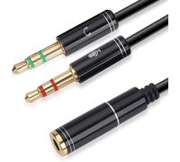 3.5 Mm 4 Pin Female To 2 X 3.5 Mm 3 Pin Male Headphone Converter Head Audio Splitter Y Cable Adapter-Black/1 Pack