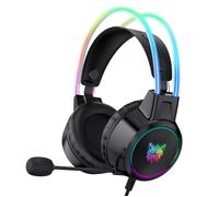 3,5 mm Casque de Jeu avec Micro pour Filles Femme - X15pro - Cadre en Aluminium RGB - Son Surround - Noir