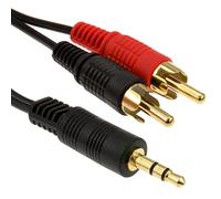 3,5 mm Stéréo Jack vers 2 RCA Cinch Fiches l'audio câble Cordon Plaqués Or 1,5 m [1.5 mètre/1,5m]