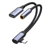 3,5 mm USB C - Adaptateur USB C prise casque 2 en 1 - Connecteur tissé convertisseur de câble pour smartphone, écouteurs, écouteurs, casque femme et homme