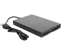 3.5" Portable USB External Floppy Disk Drive - Removable Computer Accessory with Card - Plug and Play - Black