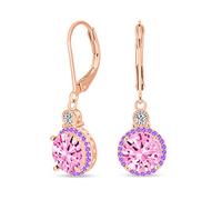 3.5Ct Boucles D'Oreilles Pendantes En Zircone Ronde Solitaire Cz Rose Pour Femmes Laiton Plaqué Or Rose