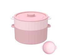3.5L Cuiseur Vapeur Micro Onde, 18X12,5cm Cuit Vapeur Micro Onde en Silicone avec Couvercle et Panier, Cuiseur de Riz Microonde Contenitore Microonde pour Légumes, Pâtes,Sécurité Lave Vaisselle (Rose)