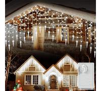 3.5M LED Eisregen Eiszapfen Guirlande lumineuse avec fiche, 8 modes d'éclairage fonctions de mémoire éclairage de Noël rideau lumineux décoration intérieure, blanc
