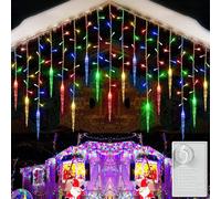 3.5M LED Eisregen Eiszapfen Guirlande lumineuse avec fiche, 8 modes d'éclairage fonctions de mémoire éclairage de Noël rideau lumineux décoration intérieure, multicolore