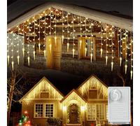 3.5M LED Eisregen Eiszapfen Guirlande lumineuse avec fiche, 8 modes d'éclairage fonctions de mémoire éclairage de Noël rideau lumineux décoration intérieure, blanc chaud
