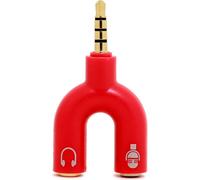 3,5mm Adaptateur audio 1 à 2 Convertisseur en forme de U Casque mobile Splitter Rouge