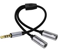 3.5mm Audio Splitter Adapter,3.5mm Male To Dual 3.5mm Female Stereo Jack Y Cable For Headphone And Microphone,Compatible With Ps4,Pc,Smartphones,Tablets-Trs Microphone Stand