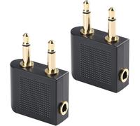 3.5mm Jack Adapter for Airline Headphones Gold Plated,Audio Jack Adapter Converter Media in Flight,Double Jack Adapters Airline Earphone Flight Headphone Adapter 2 Pieces