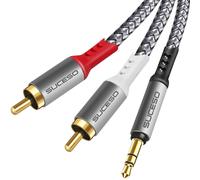 3.5mm Jack to 2 RCA Male Adapter RCA Audio Stereo Cable Nylon Cinch Cable Compatible with Phone iPod Amplifier HiFi Home Theater TV DVD Car Radio Speaker Soundbar-5 m