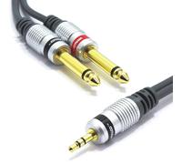 3.5mm Jack to 2x 6.35mm Mono 5m Audio Mini 3.5 Stereo TRS Connector to Dual 6.35 TS Cable