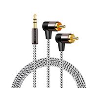 3.5mm Male Auxiliary to RCA Cable 3.5mm Male Auxiliary to 2RCA Angle Stereo Audio Gold Plated for Smartphones,Tablets,HDTV-1m 3Ft