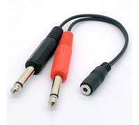 3.5mm (Mini) 1/8" TRS Stereo Female à 2 Dual 1/4" 6.35mm Mono TS Male Y Splitter Cable Adaptateur audio Convertisseur stéréo Ampli Guitare 20cm/8inch