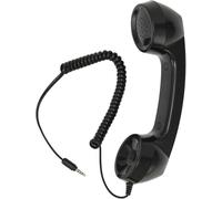 3.5MM Retro Handset Phone Receiver Anti-Radiation Multifunctional One-Touch Operation for Mobile Phone Computer (Black)