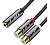 3.5mm to 2RCA Cable,Gold Plated Copper Shell Heavy Duty 3.5mm Female to 2 RCA Female Stereo Audio Adapter Y Splitter RCA Cable,0.2 Meter