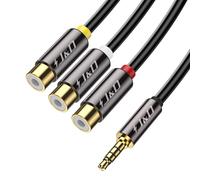 3.5mm to RCA Adapter Cable,RCA Cable Gold Plated Copper Shell Heavy Duty 3.5mm (1/8 Inch) Male TRRS to 3 RCA Female Stereo Audio Adapter for Audio,HDTV,0.3 Meter