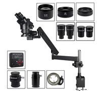 3.5X - 90X Bras articulé Pilier Pince Zoom Simul Focal Industriel trinoculaire stéréo Microscope USB HDMI caméra vidéo numérique(Black)
