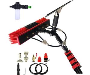 3.6-10.8m Brosse Telescopique Toiture Perche Telescopique Nettoyage Panneaux Photovoltaïques,Kit Raclette Nettoyage Vitre,Balai Brosse Extérieur Terrasse Camping Car Voiture (35cm Brush,3.6M)