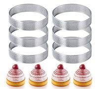 3/6/12 pièces Anneaux ronds en acier inoxydable pour tartelettes, moules à tartelettes de 8 cm (3,15 pouces), tartes aux fruits perforées, quiches, gâteaux, mousses. Moules de cuisson pour pâtisserie