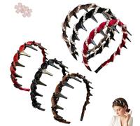 3/6 Pack Retro High Skull Pearl Headband, Headbands for Women with Pearl Decoration, Show Hair Looks Thicker and Wave Feeling (6Pack-A)