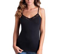 3/6 Paire de Top Débardeur Femme Épaule Serrée et Insert en Dentelle en Coton Élastique Modèle GD135., 3 noir., Large