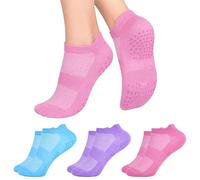 3/6 paires de chaussettes en coton pour filles, noir/rose/violet/bleu cyan, support de voûte plantaire et languette au talon, sport, respirant, léger, confortable, athlétique, polyéthylène, exercice