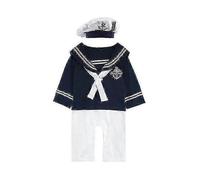 (3-6Months,Navy)Baby Boys Sailor Outfit Infant Cotton Romper With Hat -zz