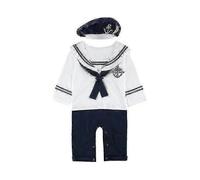 (3-6Months,White)Baby Boys Sailor Outfit Infant Cotton Romper With Hat -zz