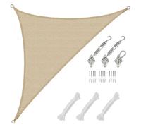 3,6x3,6x5,1 Voile d'Ombrage Triangulaire Respirante - Toile UV avec Fixation