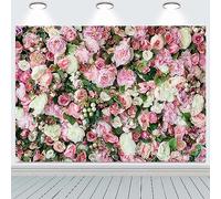3.6x3m Toile de Fond Murale Fleur Rose 3D Fond Photographique Floral Décorations d'anniversaire pour Filles Bannière pour Photoshoot Bannière pour photomaton Accessoires pour photomaton