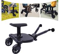 3-7 ans Poussette Adaptateur de Pédale Siège jusqu'à 25kg Buggy Board Siège Vélo d'Enfant Pédale Accessoires Wheel Standing Board Pédale (Noir)