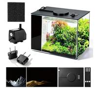 3,7L Petit Aquarium Complet, Mini Aquarium, Petit Aquarium Betta Complet, Kit de Démarrage en Acrylique avec Pompe de Filtration et Eclairage LED, pour Petits Poissons, Crevettes, Plantes, 15x15x20 cm