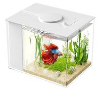 3,7L Petit Aquarium Complet, Nano Aquarium pour Betta en Acrylique avec Pompe de Filtration et éclairage LED, Idéal pour(Blanc)