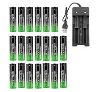 3.7V 19800mAh Rechargeable Lithium ION Battery with Charger Compatible avec Torche, Lampe Frontale, Ventilateur, Rasoir Et Microphone.(20PC)
