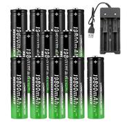 3.7V 19800mAh Rechargeable Lithium ION Battery with Charger Compatible avec Torche, Lampe Frontale, Ventilateur, Rasoir Et Microphone.(12PC)