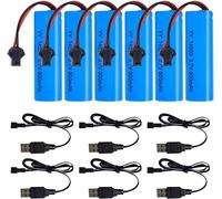 3.7V 800mah Li-ION Battery,6 Pièces Akku 14500 Rechargeables avec 6 Prises SM-2P et Un Chargeur USB,Li ION Power Ersatz Akku für RC Fahrzeuge,Boote,Panzer,Autos,Schiffe,Roboter